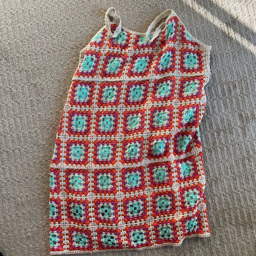 Aqua Multicolor Crochet Dress